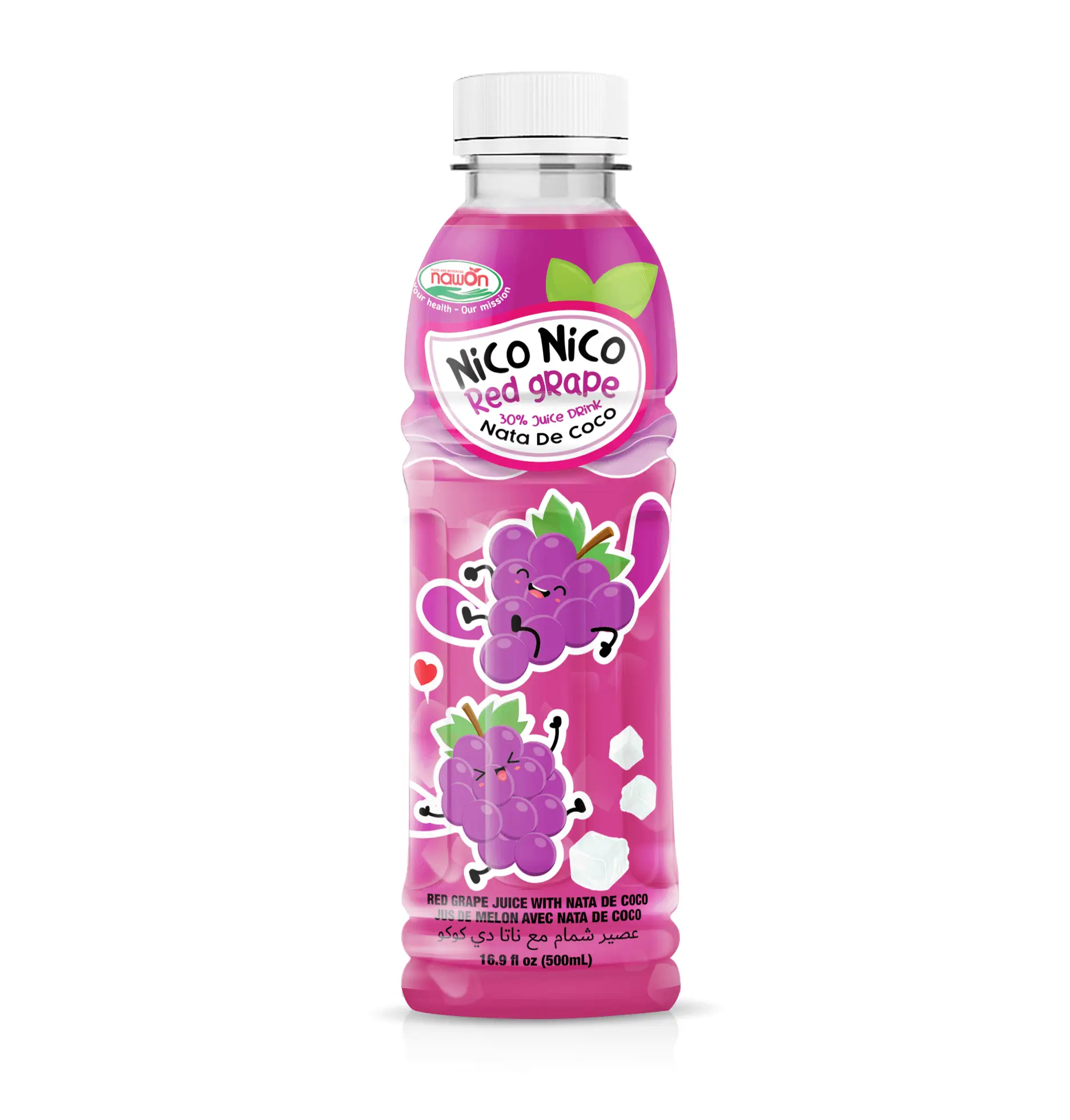 500ml Nico Nico Red Grape Juice Drink with Nata de CoCo Not From Concnetate OEM/ODM Wholesale Price Fresh Sweet Chewy Soft Drink
